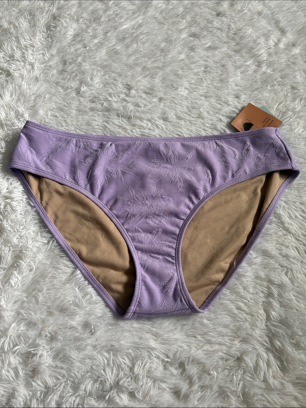 NWT Shade & Shore Light Purple Floral Textured Mid Rise Medium Seat Coverage
